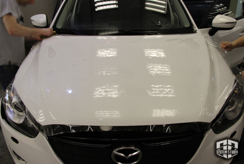 mazda cx-5 защита капота плёнкой suntek ppf