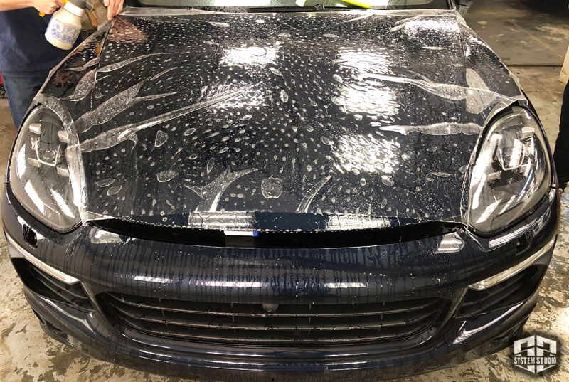 Porsche Cayenne Антигравийная защита кузова полиуретаном Suntek PPF