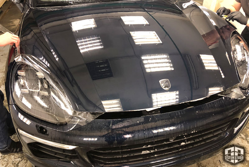 Porsche Cayenne защита полиуретаном капота