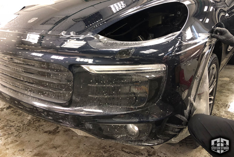 Porsche Cayenne Антигравийная защита переднего бампера